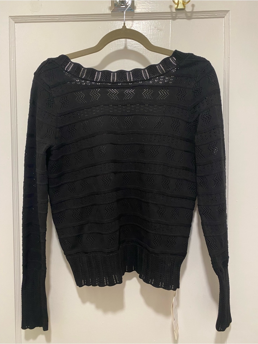 Commense Black Open-Knit Sweater